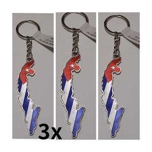 3x Cuba FLAG 🇨🇺 KEY HOLDER KEYCHAIN Keyring